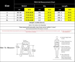 Detailed size chart for high waisted lace trousers with measurements in CM and inches
