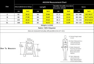 Size chart for striped shirt dress showing measurements in cm and inches for S to XL