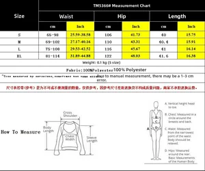 Size guide for tropical print shorts showing S to XL waist and hip measurements