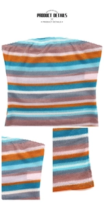 Close-up of colorful striped knit fabric texture and high-quality stitching detail
