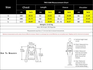 Size chart for women V-neck heart sweater with measurements for S, M, and L sizes