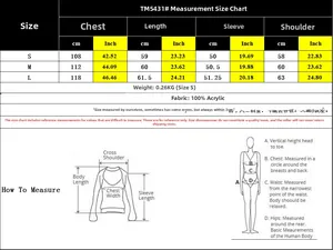 Size chart for women strawberry knit cardigan with measurements in centimeters and inches