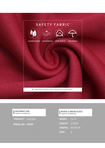 Detail of red cotton hoodie fabric showing breathable texture and durable knit material