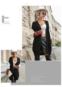 Vue détaillée du cardigan en maille avec manches contrastées et poches avant