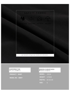 Detail of black shirt fabric texture showing breathable and soft safety material S8847