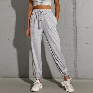 Women High Waist Joggers Cotton Blend Drawstring Sweatpants Casual Ankle Length Loose Sporty Trousers With Pockets