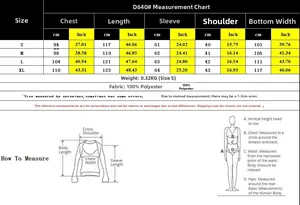 Detailed size chart for long sleeve lace dress including chest, length and sleeve measures