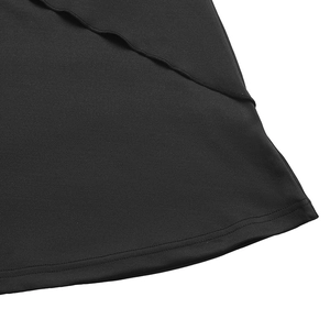 Detailed macro view of the double-stitched hem on this black vintage mesh dress