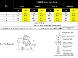 Guide des tailles détaillé pour le sweat à capuche avec mesures en cm et en pouces