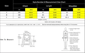 Detailed size chart for ethnic jacquard knit vest with S M L dimensions and fabric info
