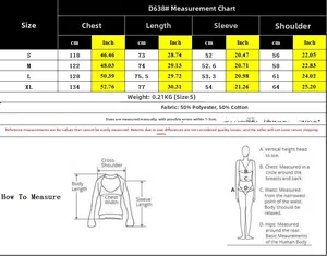 Size guide for striped long sleeve shirt showing S to XL chest and length measurements