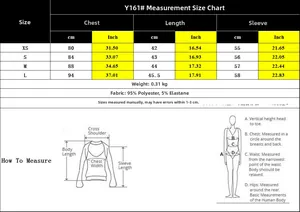 Size chart for off-shoulder long sleeve top with fabric details and measurements