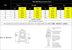 Tableau des tailles pour body à manches longues avec mesures du S au XL en cm