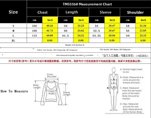 Size chart for heart jacquard knit sweater showing chest and sleeve measurements in cm and inches