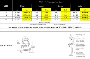 Size chart for floral print long dress with measurements in cm and inches from S to XL