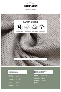 Dettaglio macro della texture in maglia a coste grigio-beige per cardigan morbido