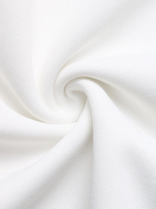 Macro shot of high-quality white knitted sweatshirt fabric with soft textured ripples