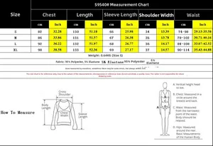 Detailed size chart for long A-line dress with cm and inch measurements for sizes S to XL