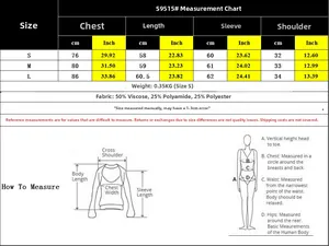 Detailed size chart for women's color block knit sweater with fabric composition info