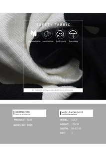 Macro detail of breathable black and white knitted fabric for women's two-piece suit set