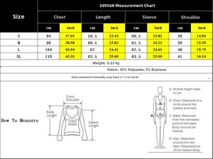 Size chart for women's striped long sleeve t-shirt showing dimensions from S to XL
