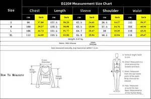 Detailed size chart for long sleeve shirt dress with chest and length measurements