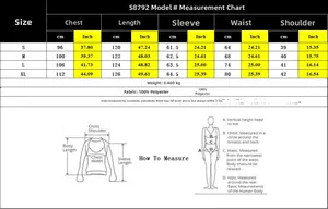 Size chart for women's pleated long sleeve dress with measurements in CM and Inches