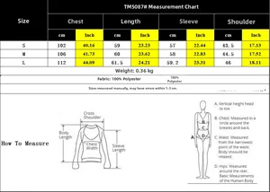 Detailed size chart for minimalist knit sweater showing chest, sleeve, and length measures