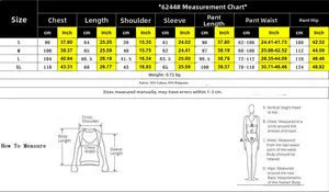 Size chart for leopard hoodie sports set showing chest and length in cm and inches
