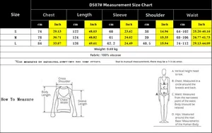 Größentabelle für Strick-Maxikleid mit V-Ausschnitt inklusive Maßangaben in cm und Zoll