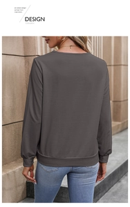 Detail view of the ribbed cuffs and hem on a casual charcoal grey long sleeve sweatshirt