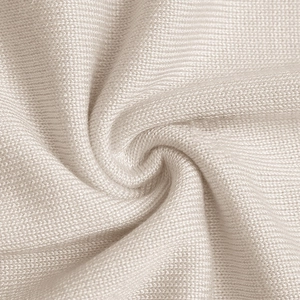 Detailed macro view of soft cream knit fabric texture with vertical ribbed pattern