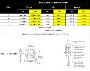 Detailed size guide for women's casual winter shorts showing waist and hip measurements