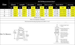 Size chart for casual two-piece set showing detailed measurements in cm and inches