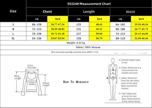 Detailed size chart for Rayon A-line summer dress with measurements in cm and inches