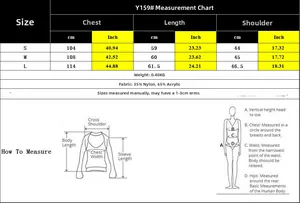 Size chart for women's Christmas knit vest showing S, M, L measurements in cm and inches