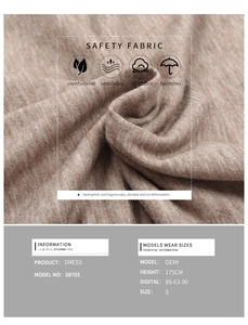 Macro shot of breathable knitted fabric texture and details for light brown casual dress