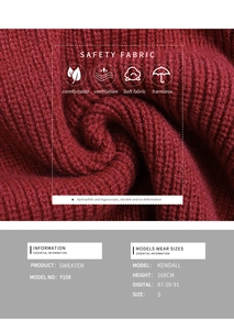 Detailed close-up of soft red knit fabric texture and technical product specifications