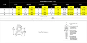 Size chart for lace patchwork bodysuit with V-neck, showing S to XL in cm and inches