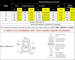 Detailed size chart for black and white striped camisole and skirt set showing dimensions