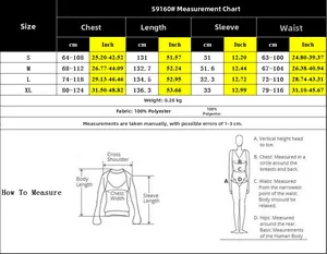 Detailed size chart for slim fit floral jumpsuit with chest and length measurements