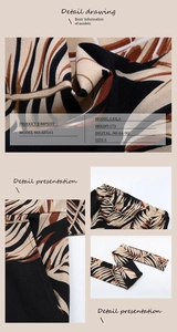 Detail of tropical leaf print jumpsuit featuring elastic waist and side pockets