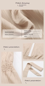 Detailansicht beige Jumpsuit mit Faltenstruktur, elastischer geraffter Taille und Bindeband