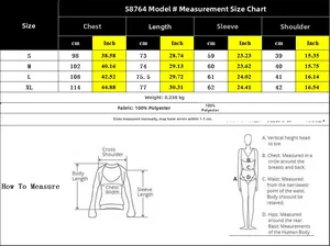 Size chart for long sleeve textured shirt with CM and Inch measurements for S to XL sizes