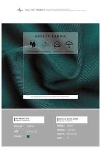 Detail of dark green ribbed fabric for V-neck dress showing soft breathable texture