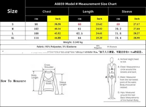 Size chart for textured lapel sweatshirt with detailed chest and length measurements