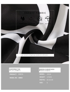 Detailed fabric view of black and white geometric dress showing soft and breathable texture