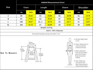 Detailed size chart for black and white striped shirt with measurements from S to XL
