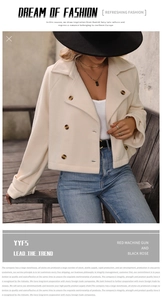 Close-up of double-breasted fleece jacket lapel with buttons and cuff detail