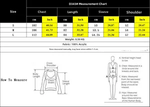 Size chart for women's knit cardigan showing measurements for chest, length, and sleeve